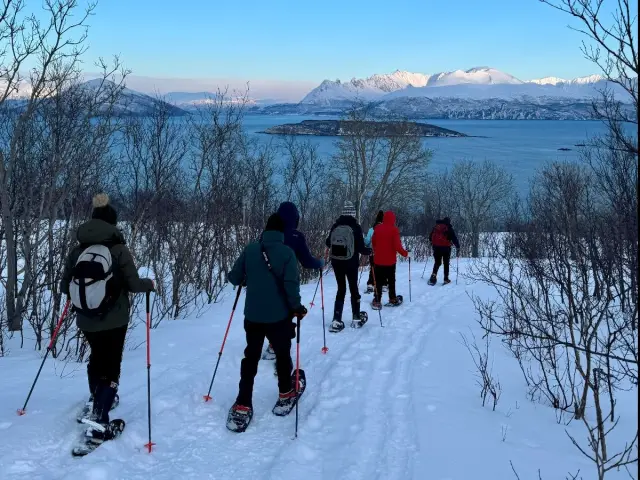 เดินสโนว์ชูยามค่ำที่สเกียร์วอย Aurora Snowshoe Walk from Skjervøy